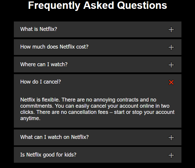Netflix accordion - open